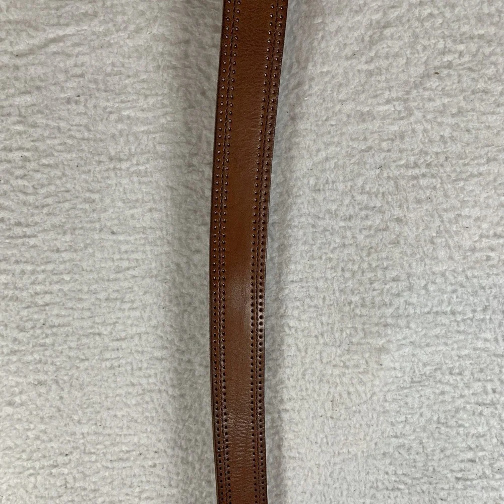 Eddie Bauer Waist Belt Men's Medium‎ Brown Leather Silver Buckle Adjustable 9607